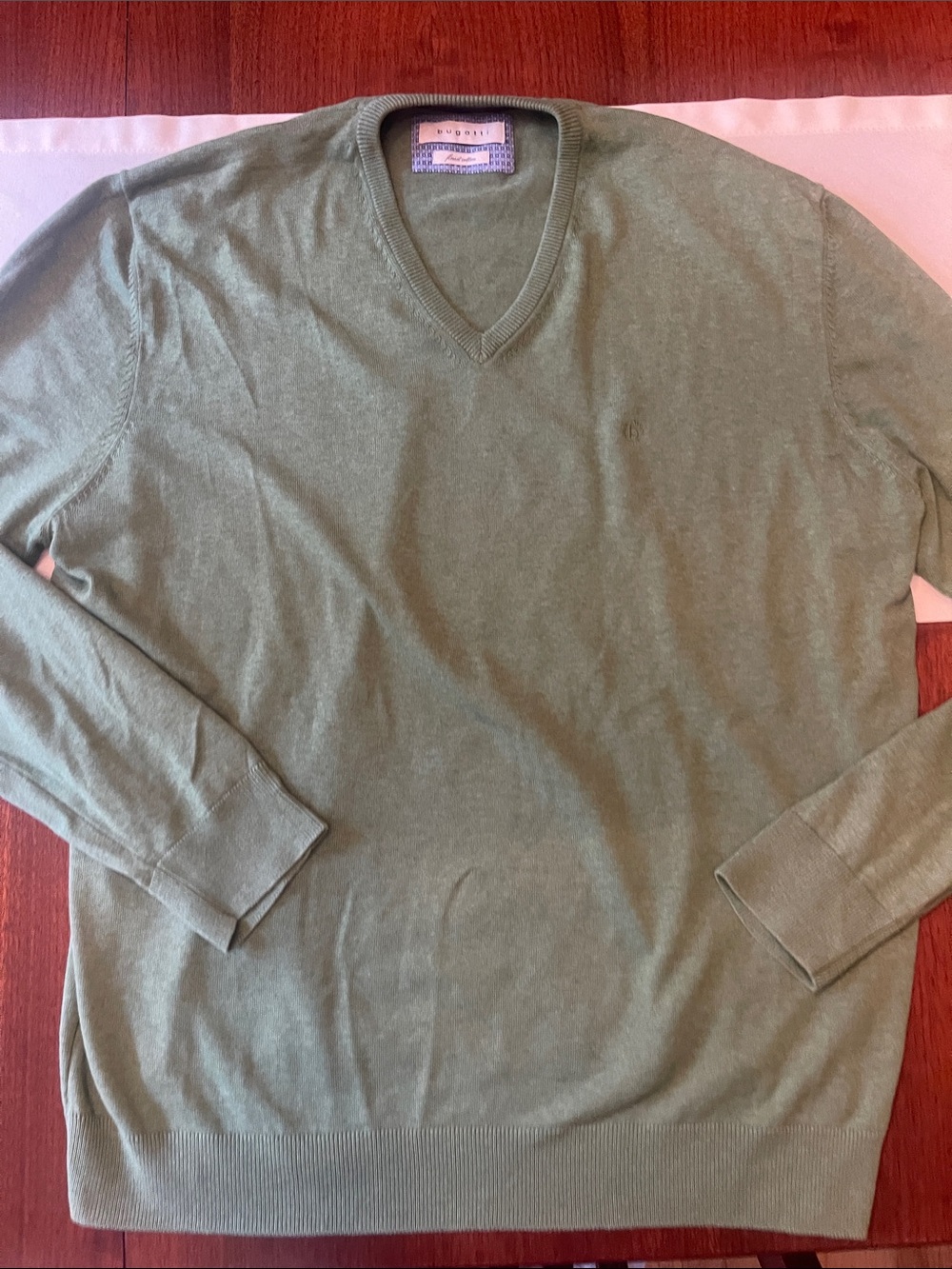 Bugatti Men's V-Neck Sweater in Olive